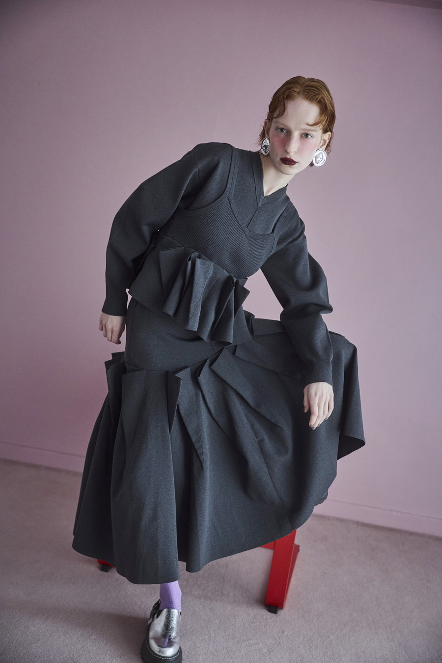 TRIANGLE TUCK KNIT OP