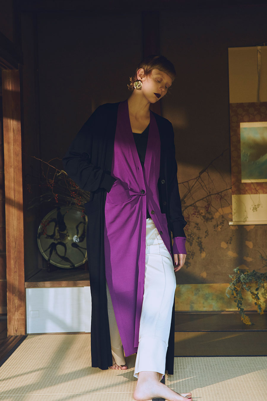 V NECK KNIT LONG CD